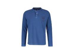Langarmshirt LERROS "LERROS Longsleeve Serafino" Gr. 4XL, blau (deep blue) Herren Shirts von Lerros