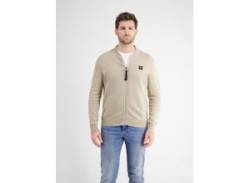 Strickjacke LERROS "LERROS Rundhals für Herren" Gr. M, beige (light dune beige) Herren Strickjacken von Lerros