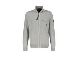 Strickjacke LERROS "LERROS Strickjacke, kernige Optik" Gr. 4XL, grau (platinum grey m) Herren Strickjacken von Lerros