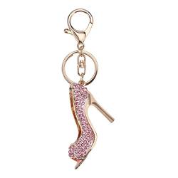 Les-Theresa 3Colors Schlüsselanhänger Halter Ring Schlüsselanhänger Kreative Legierung Strass High Heel Schlüsselanhänger(Rosa) von Les-Theresa