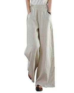 Les umes Damenhosen mit weitem Bein, Sommerhosen für Damen, Bequeme Yogahosen aus Baumwolle und Leinen, Pilateshosen Originalleinen XL von Les umes