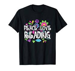 Peacezeichen Bücher Hippie Geschenk Lesen T-Shirt von Leseratte Hobby Bücher Lesen