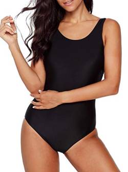 Leslady Badeanzug Damen Bauchweg Figurformend Push up Große Größen Sportlich Beachwear Bademode Strandmode, Schwarz, X-Large(EU 44-46) von Leslady