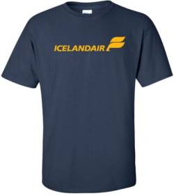 Icelandair Retro Logo Icelandic Airline T-Shirt Blue 3XL von Lesley