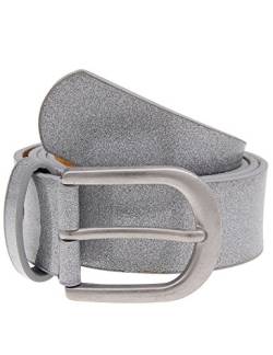 Leslii Damen Gürtel, Gürtel aus Lederimitat, Gürtel aus veganem Leder, Länge 95 cm, Breite 3,2cm, Glitzer, silber-metallic, grau von Leslii