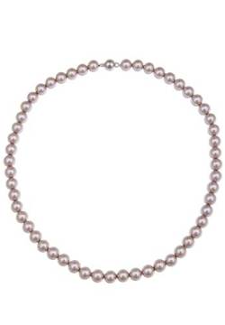 Leslii Damen-Kette Classic braune Perlen-Kette Perlen-Collier Zuchtperlen-Kette 44cm mit Magnet-Verschluss in Braun von Leslii