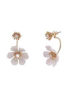 Leslii Damen-Ohrringe Statement-Ohrstecker Blüte weiße Blumen-Ohrringe Geschenk Modeschmuck Gold Weiß von Leslii