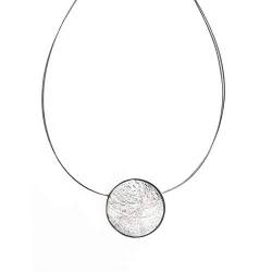 Leslii Kurze Damen Kette 2 reihig, Halsreif Silber Muschelkette mit Capiz-Muschel, Modeschmuck Halskette in Grau, 43cm von Leslii