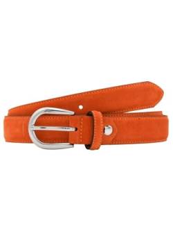 Leslii Premium Gürtel echter Leder-Gürtel Antik oranger Gürtel Rind-Veloursleder Naht Orange Silber Größe 95 von Leslii