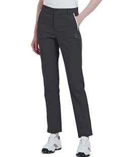 Lesmart Damen-Golfhose, Stretch, leicht, schnell trocknend, athletisch, lässig, mit Taschen, Schwarz Grau, 46 von Lesmart