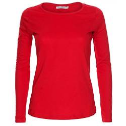 Rundhals-Langarmshirt für Damen, einfarbig, Größe: 36 - 46 Gr. M/L to fit 38-40, rot von LessThanTenQuid