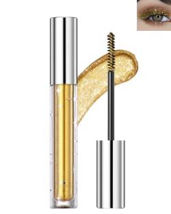Glitzer Wimperntusche, Wasserfest Long Lasting Curling Mascara, Diamond Gold Colourful Mascara, Smudge-Proof No Clumping Sparkling Coloured Lash Mascara Makeup for Women Dating Stage Music Wedding-02# von Lestpola