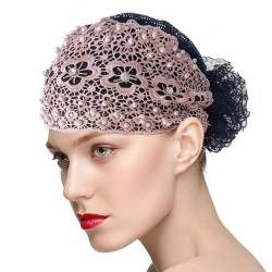 Lesunbak Spitzen-Stirnbänder für Damen,Spitzen-Stirnband - Breite florale Perlen-Spitzen-Stirnbänder,Haarschmuck für Damen. Modische Kopfbedeckung mit Blumenmuster für Damen von Lesunbak