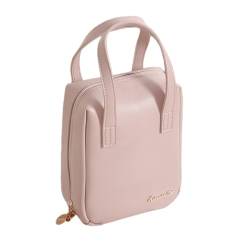 Letoileite Reise-Make-up-Tasche, tragbar, großes Fassungsvermögen, Make-up-Tasche für Damen, wasserdicht, PU-Leder, Kulturbeutel, offene Kosmetiktasche, Make-up-Organizer mit Trennwand, Pink von Letoileite