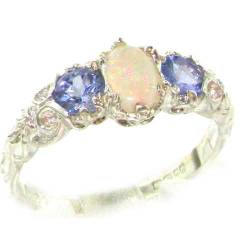 Damen Ring 925 Sterling Silber mit Opal Tansanit - Größe 63 (20.1) - Verfügbare Größen : 50 bis 64 von LetsBuySilver