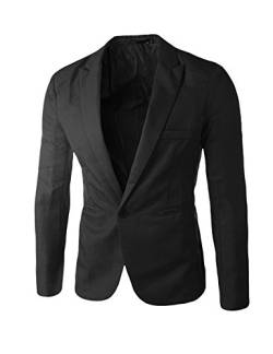 Letuwj Herren Blazer Sakko Slim Fit Knopf Anzugjacke Freizeit Schwarz L von Letuwj