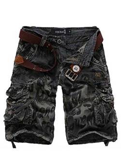 Letuwj Herren Cargo Shorts Vintage Kurze Hose Sport Outdoor Camouflage Sommerhose Grau XL von Letuwj