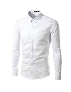 Letuwj Herren Hemd Regular Fit Stehkragen Langarm Shirts Freizeit Hemd Weiß L von Letuwj