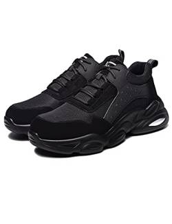 Letuwj Herren Sicherheitsschuhe Fly Woven, Anti-Smash und Anti-Punktur Baustelle Sicherheitsschuhe Arbeitsschutzschuhe, Schwarz , 41 1/3 EU von Letuwj