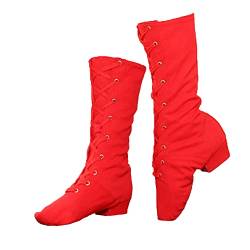 Letuwj Tanzschuhe Damen Weiche Unterseite Übungsschuhe Jazz Boots, Rot/Ausflug, einfarbig (Getaway Solids), 37.5 EU von Letuwj