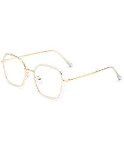 Letuwj Unisex Langlebig Blu-ray Brille Geometrische Formen mit Blaulicht-Filter Anti-Blaulicht Anti-Blaulichtbrille Transparent + Gold one Size von Letuwj