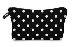 Modische Kulturtasche Kosmetikbeutel Schminktasche Make-Up Bag Kulturbeutel Wasserabweisend Originelle Print-Motive für Reisen, Urlaub und Alltag (BnW Polka Dots) von Leuchtbox