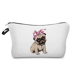 Modische Kulturtasche Kosmetikbeutel Schminktasche Make-Up Bag Kulturbeutel Wasserabweisend Originelle Print-Motive für Reisen, Urlaub und Alltag (Cute Pug Puppy) von Leuchtbox