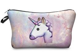 Modische Kulturtasche Kosmetikbeutel Schminktasche Make-Up Bag Kulturbeutel Wasserabweisend Originelle Print-Motive für Reisen, Urlaub und Alltag (Emoji Unicorn) von Leuchtbox