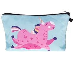 Modische Kulturtasche Kosmetikbeutel Schminktasche Make-Up Bag Kulturbeutel Wasserabweisend Originelle Print-Motive für Reisen, Urlaub und Alltag (Pinkes Einhorn) von Leuchtbox