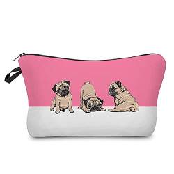 Modische Kulturtasche Kosmetikbeutel Schminktasche Make-Up Bag Kulturbeutel Wasserabweisend Originelle Print-Motive für Reisen, Urlaub und Alltag (Three Baby Pugs) von Leuchtbox