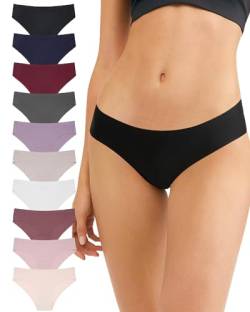 Levao 10er Pack Seamless Slips Damen -Nahtlose Unterwäsche Bikini-No Show Sexy Panties - Atmungsaktive Invisibles Stretch Hipster Mehrpack S-XL von Levao