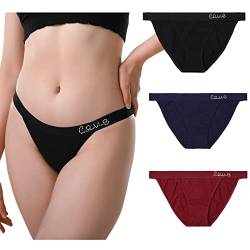 Levao 3/6er Baumwoll-Unterwäsche für Damen Cheeky Slips Bikini Set Sexy Unterhosen Atmungsaktive Hipster Panties mit Strass-Logo Mehrpack S-XL von Levao