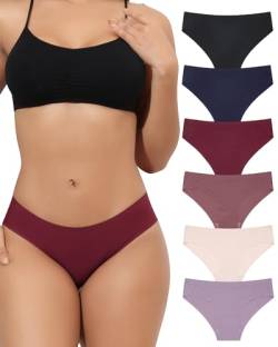 Levao 6 Pack Seamless Slips Damen Nahtlose Unterwäsche Bikini-Höschen No Show weiche Stretch-Hipster-Unterhosen Atmungsaktive Invisibles Cheeky Panties S-XL von Levao