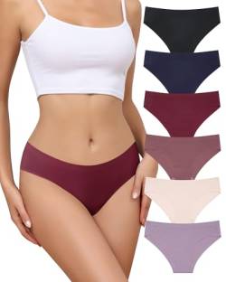 Levao 6 Pack Seamless Slips Damen Nahtlose Unterwäsche Bikini-Höschen No Show weiche Stretch-Hipster-Unterhosen Atmungsaktive Invisibles Cheeky Panties S-XL von Levao