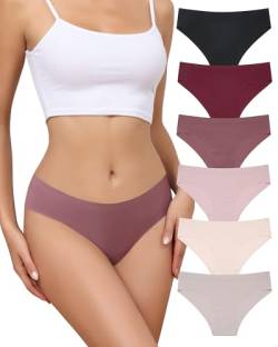 Levao 6 Pack Seamless Slips Damen Nahtlose Unterwäsche Bikini-Höschen No Show weiche Stretch-Hipster-Unterhosen Atmungsaktive Invisibles Cheeky Panties S-XL von Levao