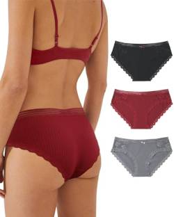 Levao 6er Unterhosen Damen Baumwolle Spitze Unterwäsche Set Frauen Sexy Women's Knickers Soft Bequem Hipster Panties Damen Slips Mehrpack S-XL von Levao