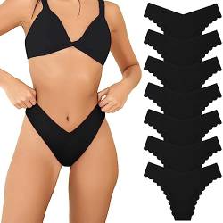 Levao 7 Pack String Tanga Damen Unterwäsche Set Nahtlose Unterhosen V Schnitt Frauen Atmungsfähig Mehrpack Sexy Bikini S-XL von Levao