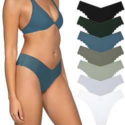 Levao 7er Pack Damen Unterwäsche Slips Nahtlose Unterhosen V Schnitt Frauen Atmungsfähig Mehrpack No Show Bikini Set S-XL von Levao