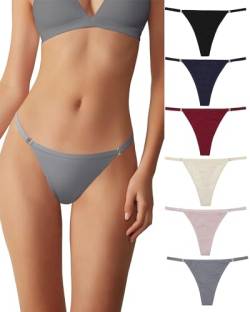 Levao Damen String Aus Baumwolle, Tief Sitzender Unterwäsche Thong Tangas für Frauen Unsichtbarer Höschen Bikini Multipack, S-XL (L, 6 Pcs-Multicolor-[Lebhafter Sprung]) von Levao