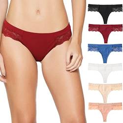 Levao Strings Tangas für Damen Spitze, G String Frauen Brazilian Slip Niedrige Taille Thongs Unterwäsche Multipack S von Levao