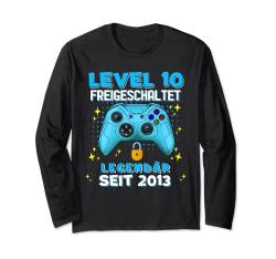 Level 10 Jahre Geburtstagsshirt junge Gamer 2013 Geburtstag Langarmshirt von Level Up Birthday Awesome Gamer Level Unlocked
