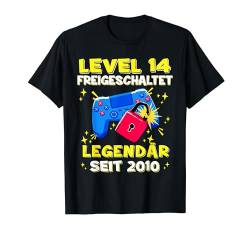 Level 14 Jahre Geburtstagsshirt junge Gamer 2010 Geburtstag T-Shirt von Level Up Birthday Awesome Gamer Level Unlocked
