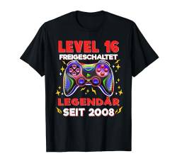Level 16 Jahre Geburtstagsshirt junge Gamer 2008 Geburtstag T-Shirt von Level Up Birthday Awesome Gamer Level Unlocked
