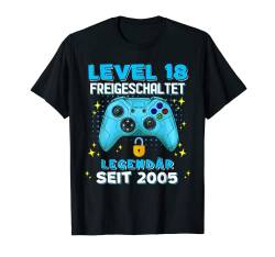 Level 18 Jahre Geburtstagsshirt junge Gamer 2005 Geburtstag T-Shirt von Level Up Birthday Awesome Gamer Level Unlocked