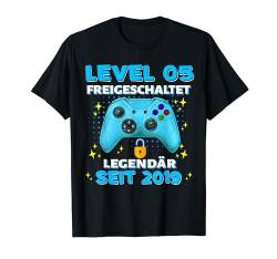Level 5 Jahre Geburtstagsshirt junge Gamer 2019 Geburtstag T-Shirt von Level Up Birthday Awesome Gamer Level Unlocked