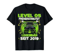 Level 5 Jahre Geburtstagsshirt junge Gamer 2019 Geburtstag T-Shirt von Level Up Birthday Awesome Gamer Level Unlocked