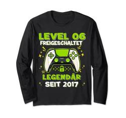 Level 6 Jahre Geburtstagsshirt junge Gamer 2017 Geburtstag Langarmshirt von Level Up Birthday Awesome Gamer Level Unlocked