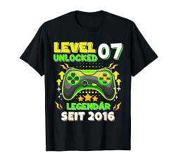 Level 7 Jahre Geburtstagsshirt junge Gamer 2016 Geburtstag T-Shirt von Level Up Birthday Awesome Gamer Level Unlocked