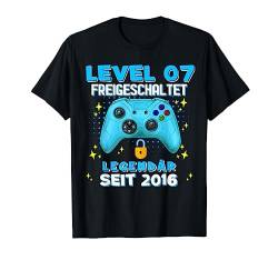 Level 7 Jahre Geburtstagsshirt junge Gamer 2016 Geburtstag T-Shirt von Level Up Birthday Awesome Gamer Level Unlocked