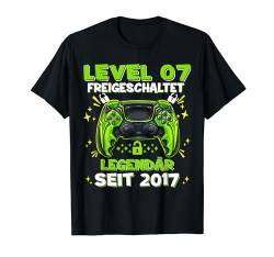 Level 7 Jahre Geburtstagsshirt junge Gamer 2017 Geburtstag T-Shirt von Level Up Birthday Awesome Gamer Level Unlocked